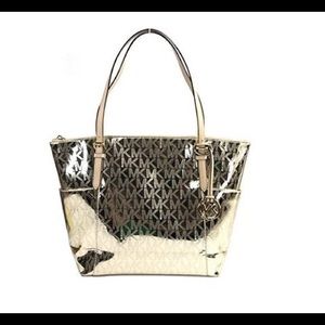 MK jET  WRST MIRROR METALLIC  TOTE !